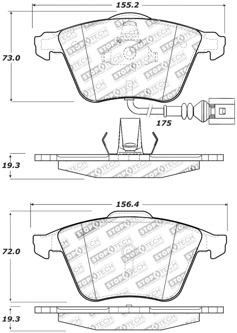 StopTech Performance 08-13 fits Audi TT Quattro / 12 fits VW Golf R Front Brake Pads