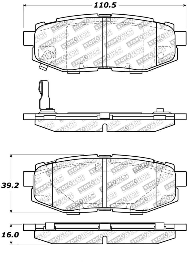 StopTech Performance 06-10 fits Subaru Legacy Sedan/Outback/13 fits BRZ/ 13 fits Scion FR-S Rear Brake Pads