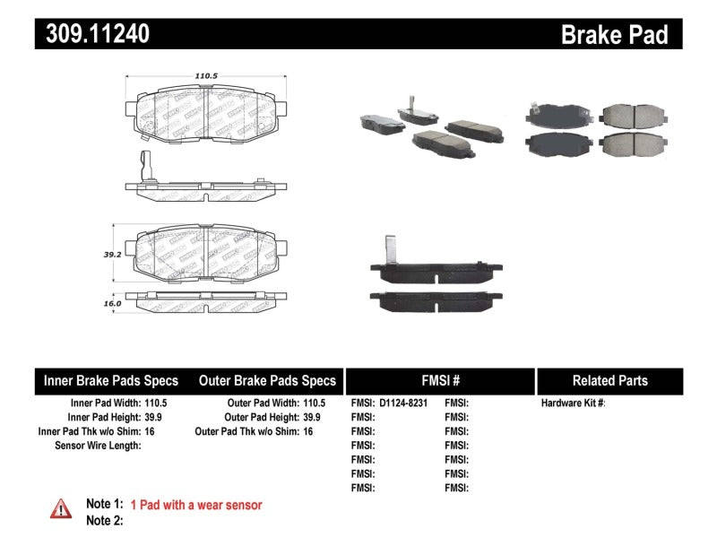 StopTech Performance 06-10 fits Subaru Legacy Sedan/Outback/13 fits BRZ/ 13 fits Scion FR-S Rear Brake Pads