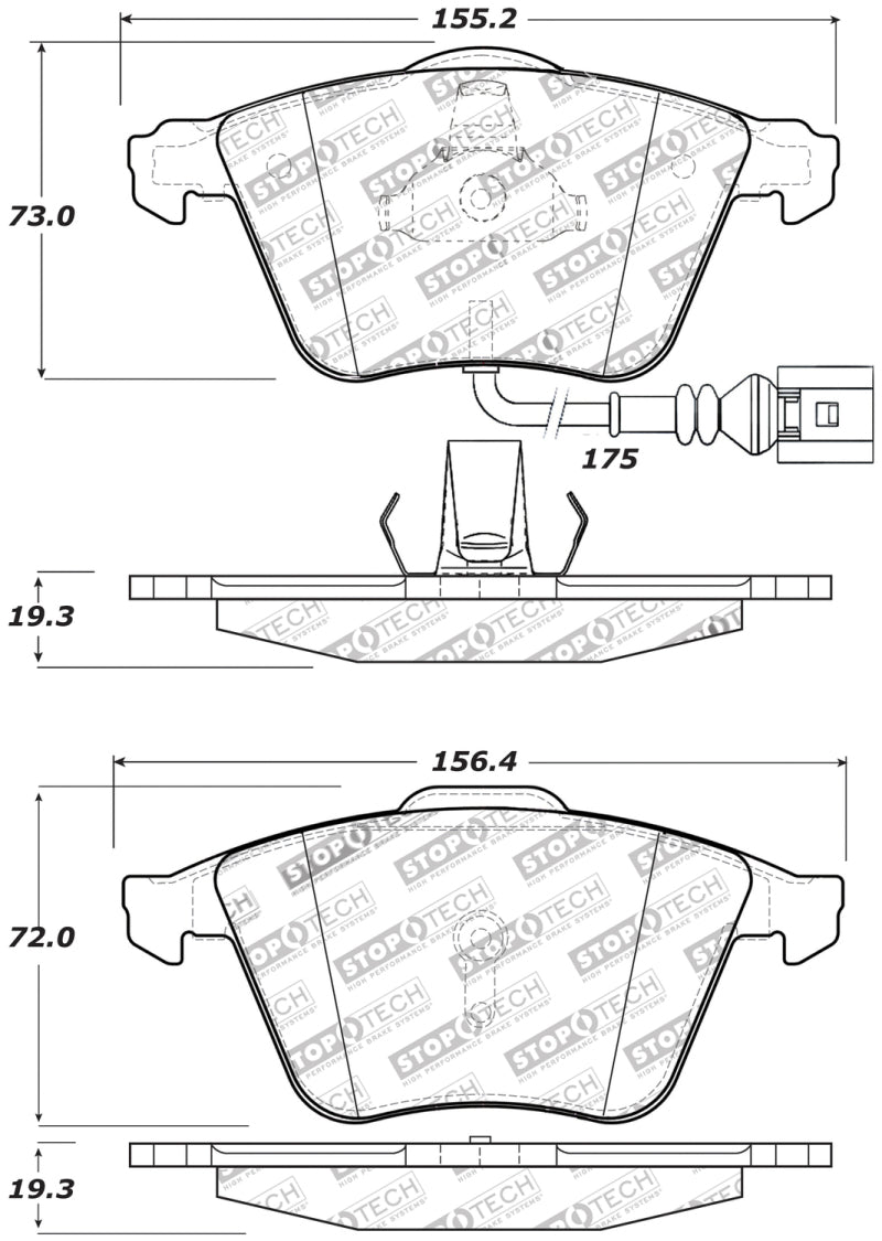 StopTech Performance 08-13 fits Audi TT Quattro / 12 fits VW Golf R Front Brake Pads